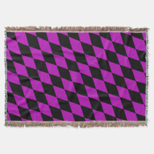 Lila Schwarzes Harlekin-Diamanten-Schachbrett-Desi Decke