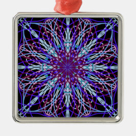 Lila Schwarzes Kaleidoskop Mandala Art Silbernes Ornament