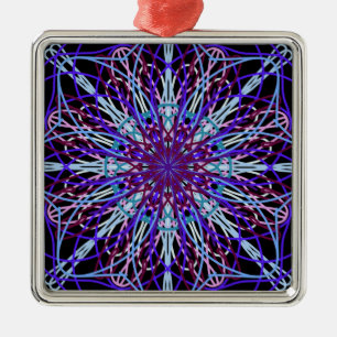 Lila Schwarzes Kaleidoskop Mandala Art Silbernes Ornament