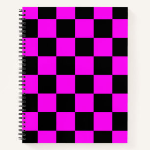 Lila Schwarzes Karomuster Notizbuch
