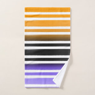 Lila Schwarzes Orange Paint Brush Halloween Badhandtuch Set