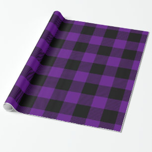 Lila Schwarzes Riesiges Büffel-Karo-Scheunendruck- Geschenkpapier