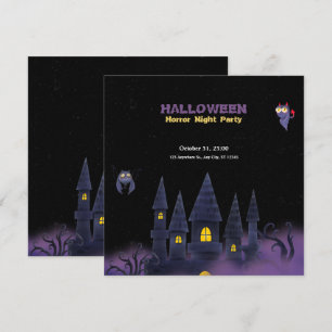 Lila Schwarzes Spielvergnügen Halloween (Rechteck) Einladung