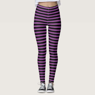 Lila schwarzes Streifen-Muster Leggings