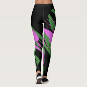 Lila, schwarzgrüne Farben Leggings