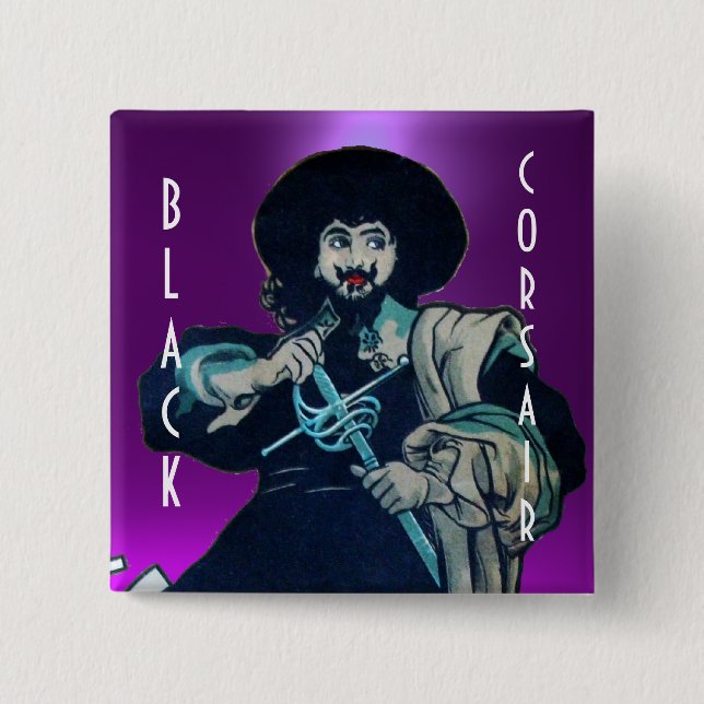 LILA SCHWARZKORSAIR-Edelstein Button (Vorderseite)