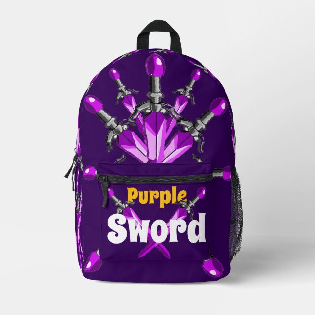 Lila Schwert Kinder Rucksack (Vorderseite)