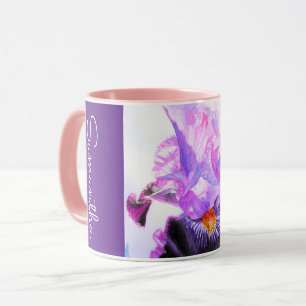 Lila Schwertlilie-Blumen-Aquarell Frauenschwertlil Tasse