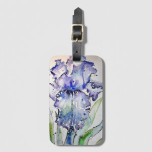Lila Schwertlilie-Blumen-Wasserfarben-Gepäckanhäng Gepäckanhänger