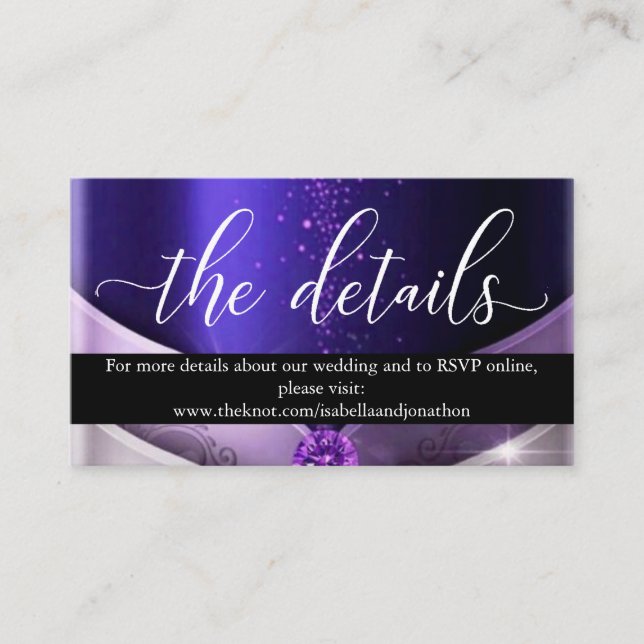 Lila Script Calligraphy Wedding Website Enclosur Begleitkarte (Vorderseite)