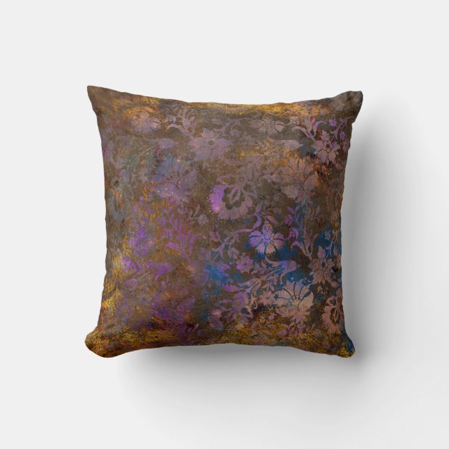 Lila Scroll Work-Blume für Blue Kissen (Vorderseite)