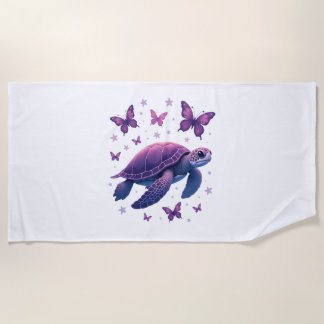 Lila - Sea Turtle Butterfly T - Shirt Strandtuch