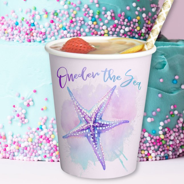 Lila Seekuppen "Oneder" Pappbecher (Iridescent Purple Starfish Oneder Sea Cups)