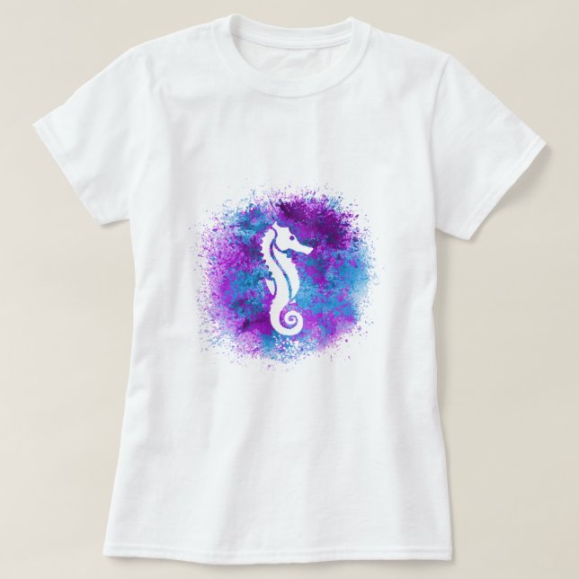 Lila Seepferd T-Shirt (Design vorne)