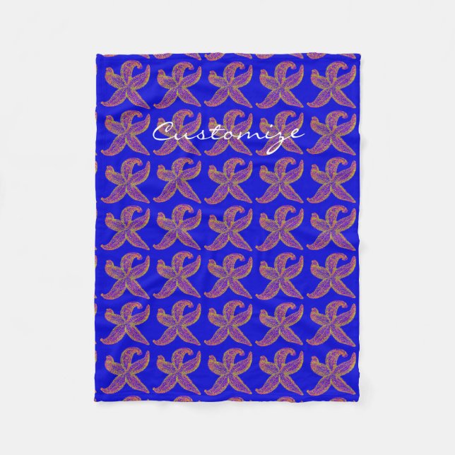 lila Seesternfisch Thunder_Cove blau Fleecedecke (Vorderseite)