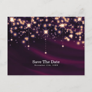 Lila Seide & Gold Glanz Glam Save-the-Date Ankündigungspostkarte