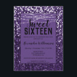 Lila Sequinen/Glitzer Chic Sweet 16 Einladung Postkarte<br><div class="desc">Lila Sequin/Glitzer Sweet 16 Geburtstagsparty Einladung Postcard bietet viele lila funkelnd Sequins! Mit unserem einfach zu bedienenden Designwerkzeug können Sie Ihre Einladung ganz einfach personalisieren. Schriftart und Schriftart können durch die Option "Weitere Anpassung" im Designwerkzeug geändert werden. Wenn Sie Hilfe benötigen oder sich für die Koordination von Artikeln oder eine...</div>