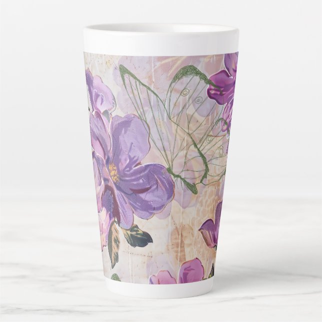 Lila Shabby Hütte Butterfly Milchtasse (Vorderseite)