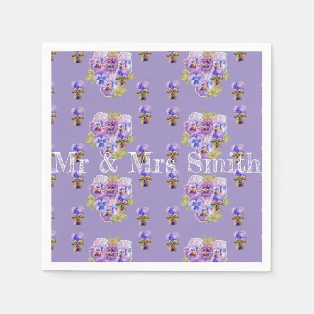 Lila Shabby Pansy Dekoration Serviette Napkins lil (Vorderseite)