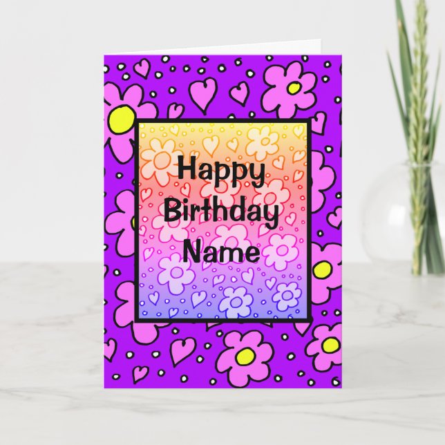 Lila Shades Flower Birthday Karte (Vorderseite)