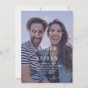 Lila Shades Foto Wedding Einladung