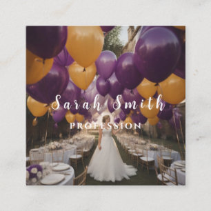 Lila Shiny Balloons Party Wedding Glitzer Quadratische Visitenkarte