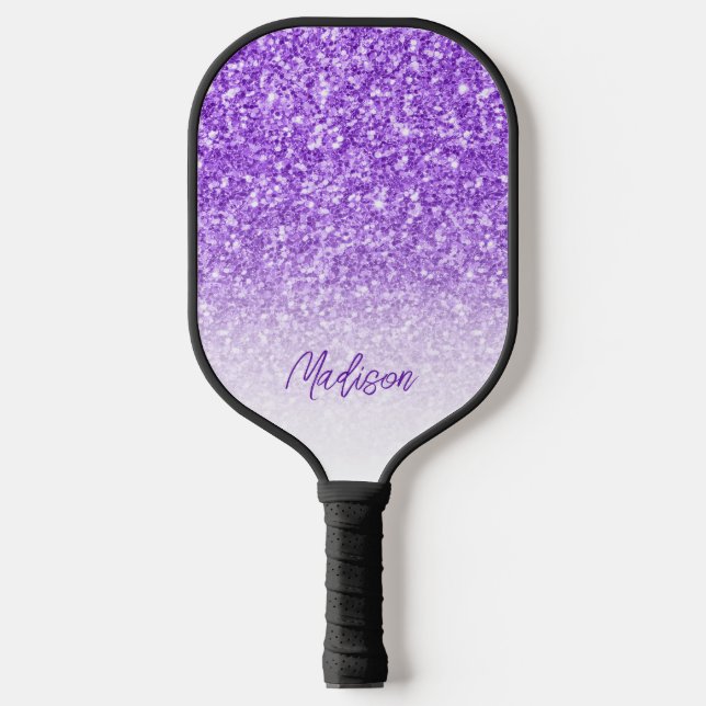 Lila Shiny Glitzer Pickleball Schläger (Vorderseite)