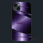 Lila Shiny-Metallic-Aluminiumsiegel Case-Mate iPhone Hülle<br><div class="desc">Lila metallisches gebürstetes Aluminium-Look. Benutzerdefiniertes und optionales Monogramm Cooles männliches Design. Verfügbar über andere Produkte</div>