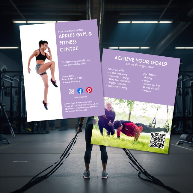 lila Sidebar Foto Fitnessstudio Personal Trainer F Flyer (Von Creator hochgeladen)
