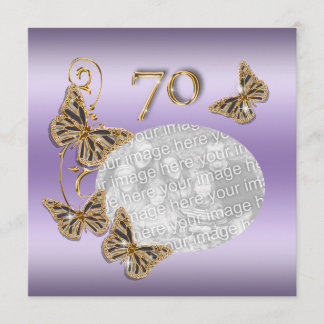Lila siebzigster Geburtstag des Gold 70. Einladung