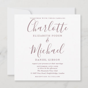 Lila-Signatur-Foto-Quadrat-Hochzeit Einladung