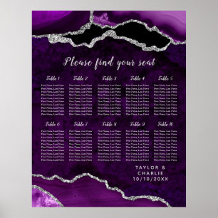 Lila Silber Achat Hochzeit Sitzordnung 12 Tische Poster