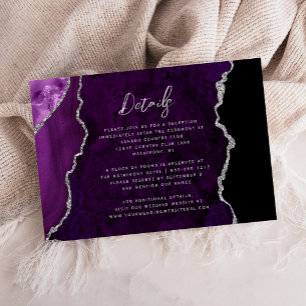 Lila Silber-Achat-Schrift Hochzeitsdetails Begleitkarte