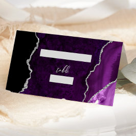 Lila Silber-Achat-Schrift Hochzeitstisch Platzkarte