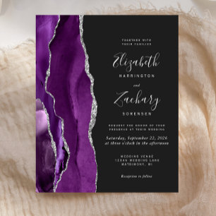 Lila Silber Agate Dark Wedding Einladung