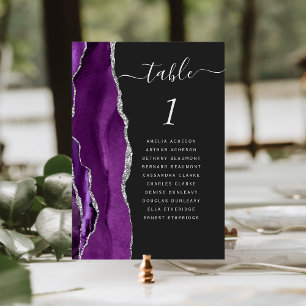 Lila Silber Agate Dark Wedding Tischnummer