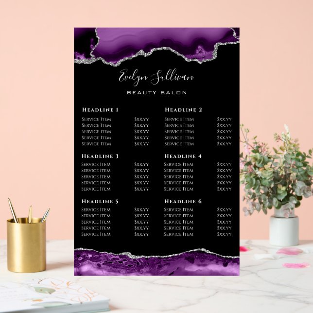 Lila Silber-Agate-Preisliste Akryllische Beschrift Acrylschild (Hochzeit)
