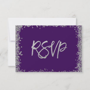 Lila Silber-Faux-Glitter RSVP Karte