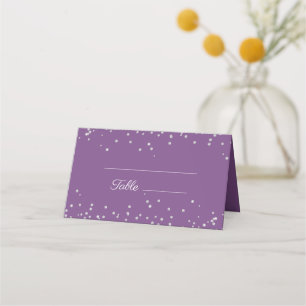 Lila Silber Glitter Hochzeitsempfang Platzkarte