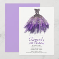 Lila & silber Glitzer Glam Dress Sweet 16 Party