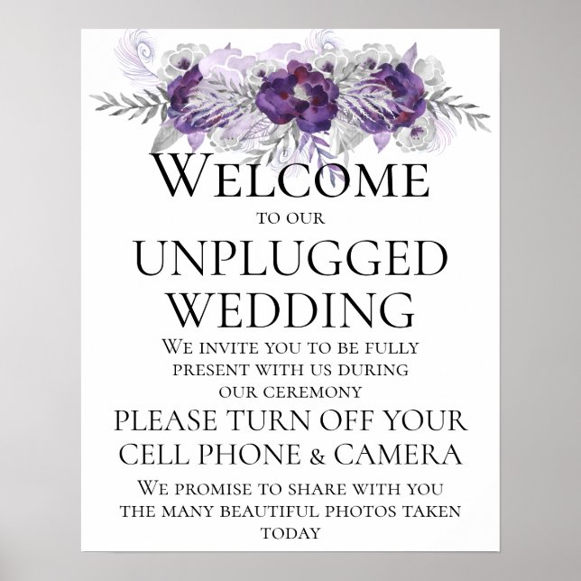 Lila Silber Gray Unplugged Wedding CeremonySigning Poster (Vorne)