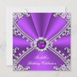 Lila Silber Imitate Diamond Jewel Geburtstagsparty Einladung