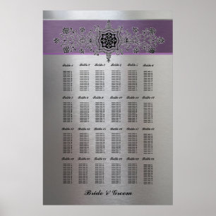 Lila Silber-Metallische große Sitzkarte Poster