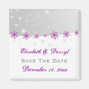 Lila Silber-Schneeflocke Hochzeit Sichern Sie das  Magnet