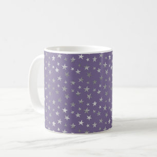 Lila Silber Sterne Kaffeetasse