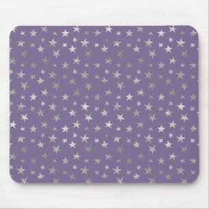 Lila Silber Sterne Mousepad