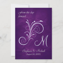 Lila Silber Swirl Monogram Wedding Einladung