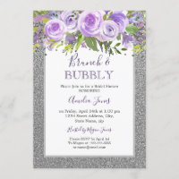Lila Silberbrunch mit floraler Rose und Dusche