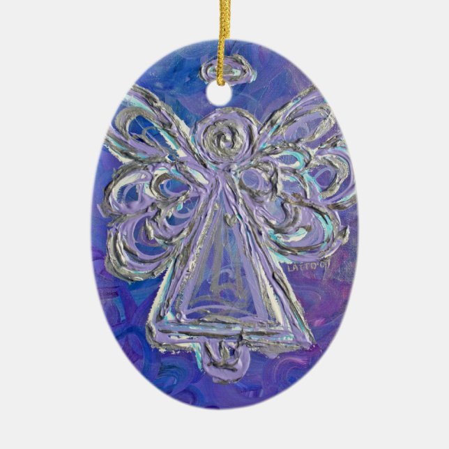 Lila Silbergeländer Keramik Ornament (Vorne)