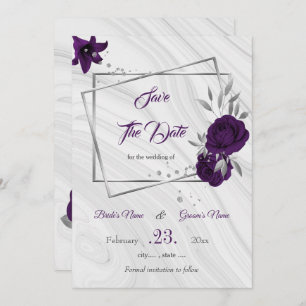lila silbergrau, elegant, blumenreich save the date